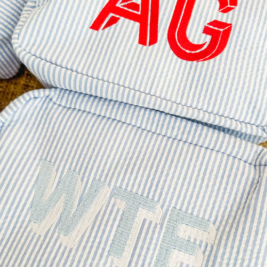 Personalized Seersucker Pouch - Bogey and Byrd