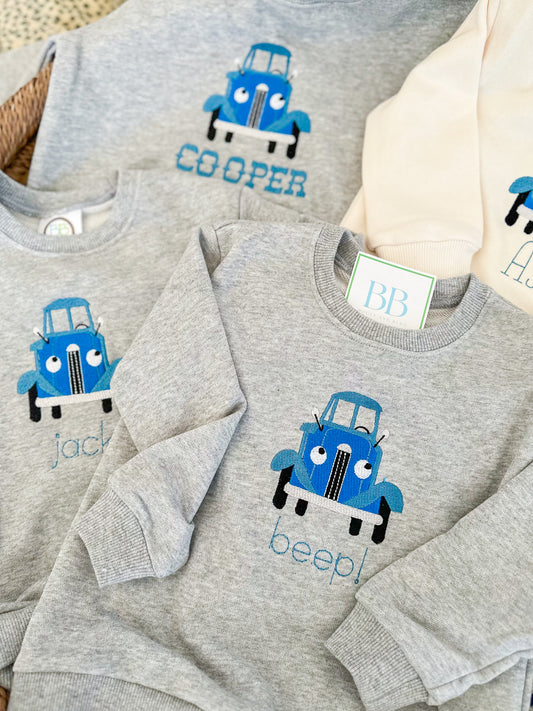 Blue truck children’s sweatshirt