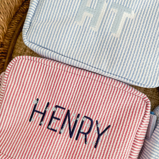 Personalized Seersucker Pouch - Bogey and Byrd