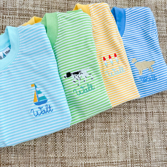 Personalized Striped Short Sleeve T-Shirt - Bogey and Byrd