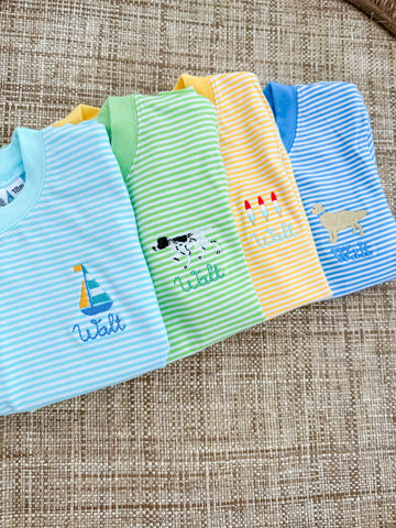 Personalized Striped Short Sleeve T-Shirt - Bogey and Byrd