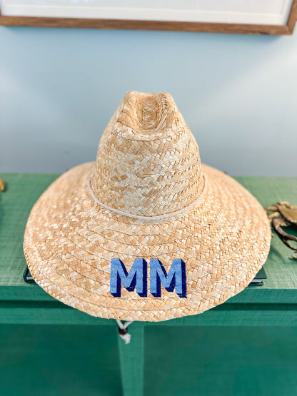 Monogrammed straw beachcomber hat