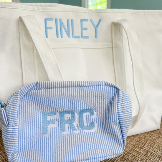 Personalized Seersucker Pouch - Bogey and Byrd