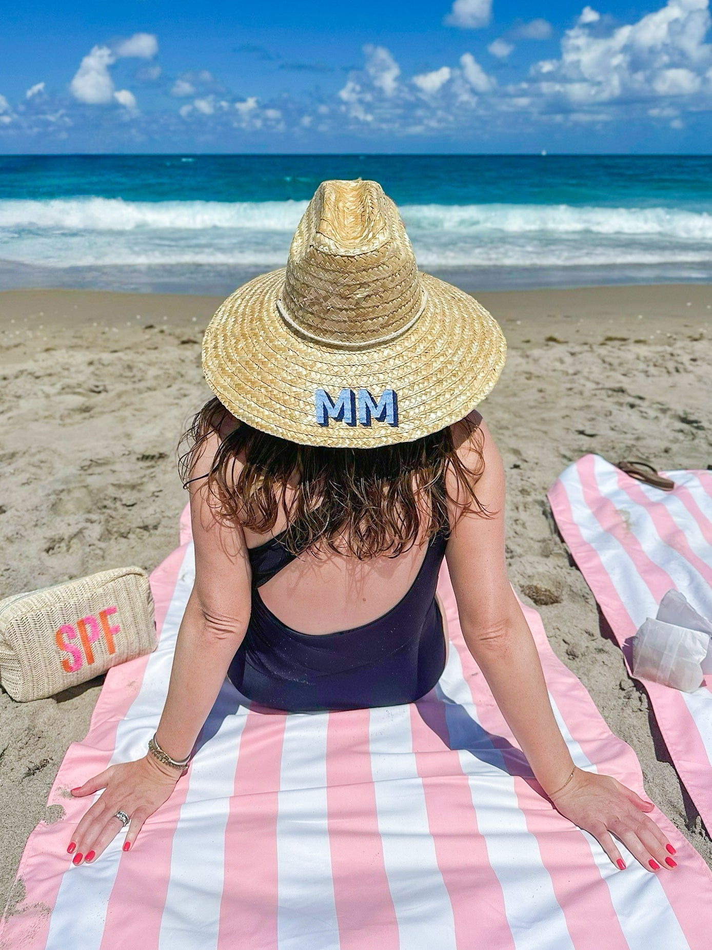 Monogrammed straw beachcomber hat Bogey and Byrd