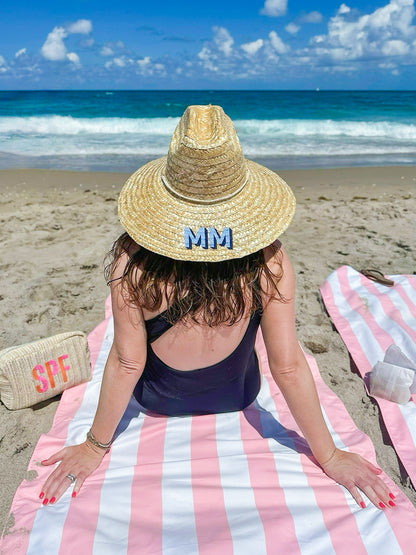 Monogrammed straw beachcomber hat