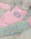 Pink Angel Sleeve Floral Pant Set