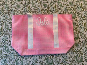 "Isla" Gingham Pink Tote