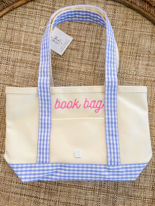 “book bag” Gingham Lilac Mini TRVL Tote *Flawed*