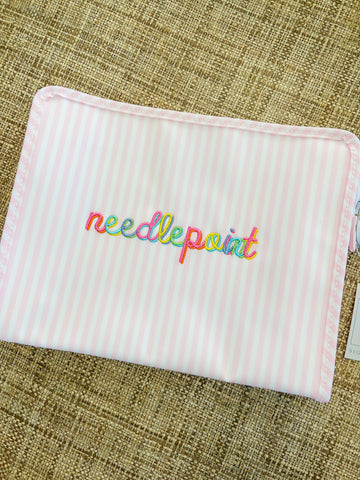 “needlepoint” Large Pimlico Stripe Pink Roadie *flawed*