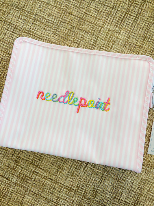 “needlepoint” Large Pimlico Stripe Pink Roadie *flawed*