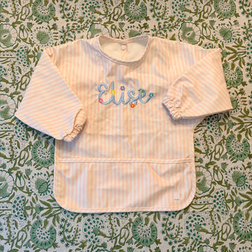 "Elise" Pimlico Stripe Pink Bib - Size Small