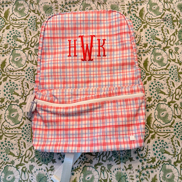 "hWk" Plaid Red Backpack