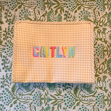 "Caitlyn" Large Gingham Khaki Roadie