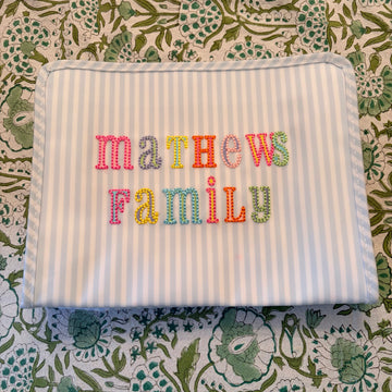 "Mathews Family" Large Pimlico Stripe Blue Roadie