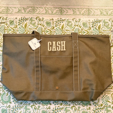 "CASH" Maxi Hunter Green Tote