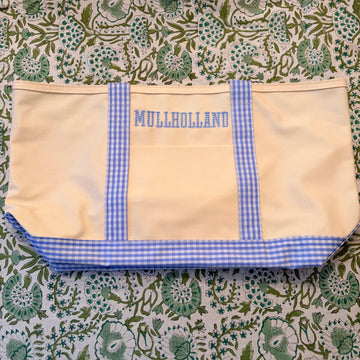 "Mullholland" Medium Sky Gingham Tote
