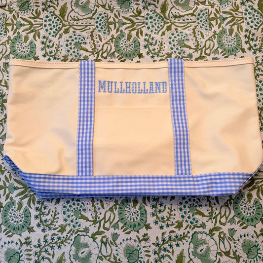 "Mullholland" Medium Sky Gingham Tote