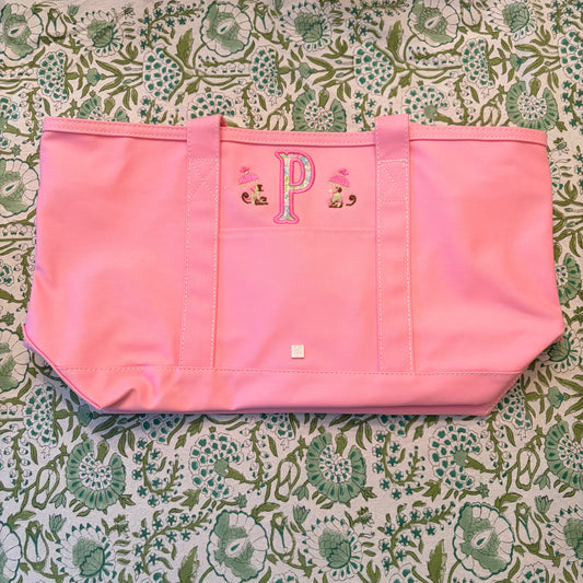 "P" Medium Peony Pink Tote