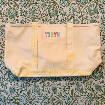 "Taryn" Medium Yellow Gingham Tote
