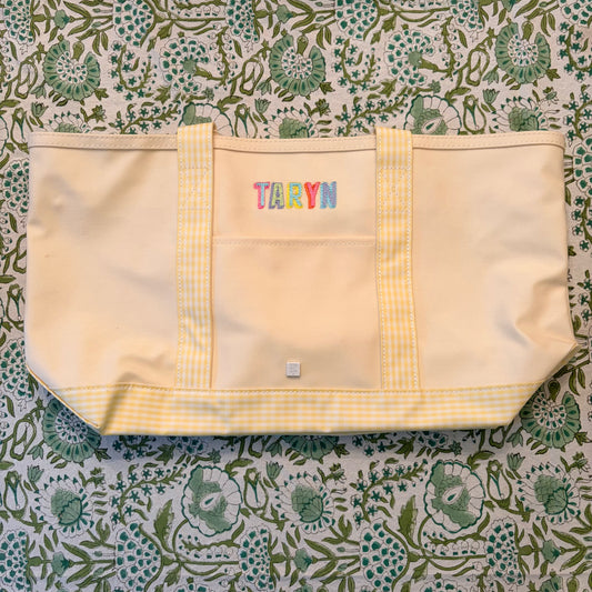 "Taryn" Medium Yellow Gingham Tote