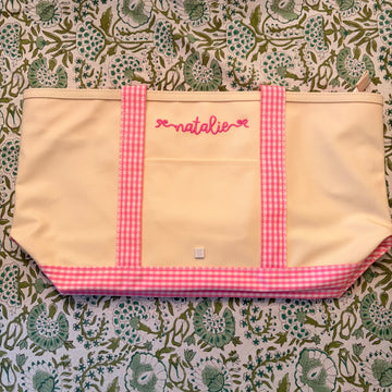 "Natalie" Medium Pink Gingham Tote