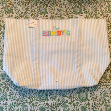 "The Bradys" Pimlico Stripe Blue Jumbo Tote
