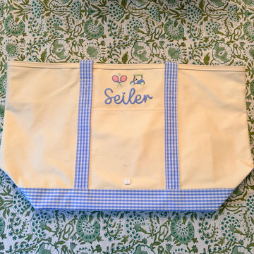 "Seiler" Maxi Sky Gingham Tote