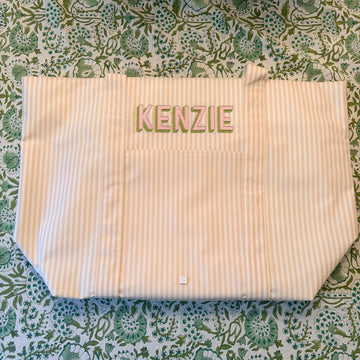 "Kenzie" Pimlico Stripe Sand Jumbo Tote