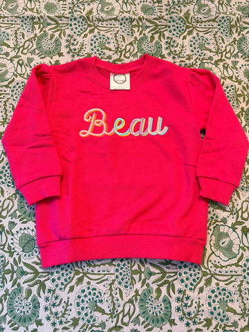 "Beau" Girls Hot Pink Sweatshirt 2T
