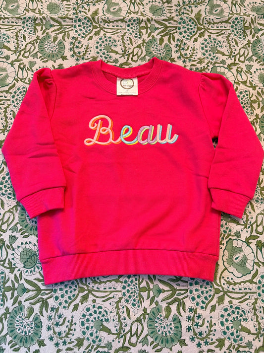 "Beau" Girls Hot Pink Sweatshirt 2T