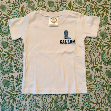 "Callum" White short sleeve tee 12M
