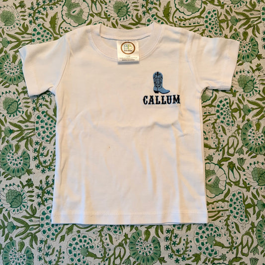 "Callum" White short sleeve tee 12M