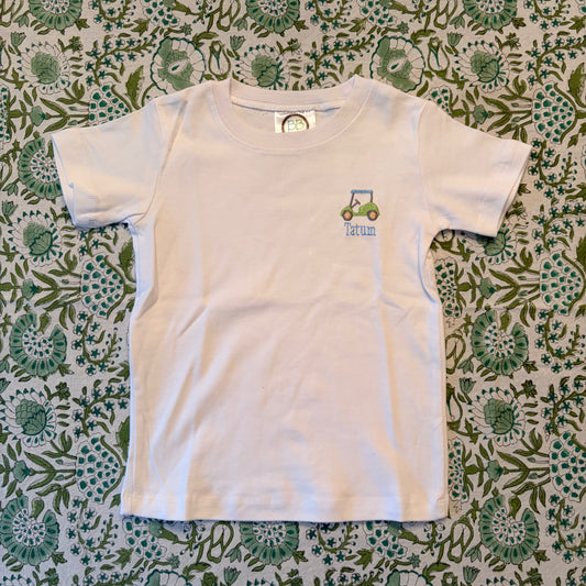 "Tatum" White Short sleeve tee 2T