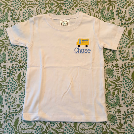 "Chase" White short sleeve tee 3T