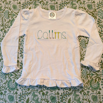 "Collins" White long sleeve tee 5T