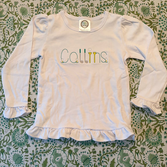 "Collins" White long sleeve tee 5T