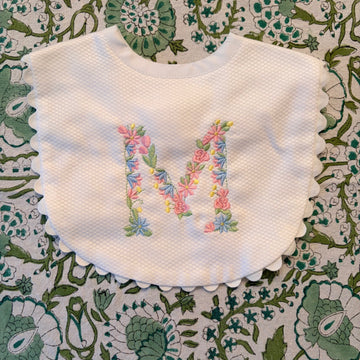"M" Floral Baby bib