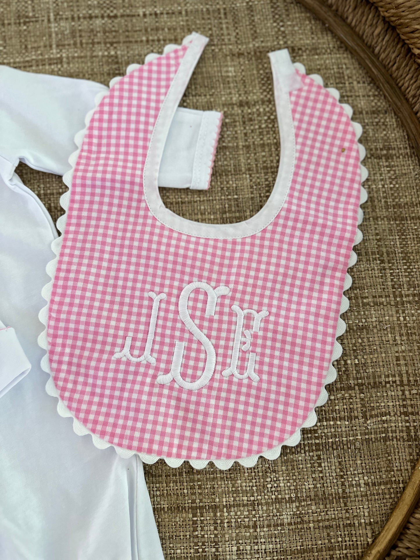 Gingham baby bib