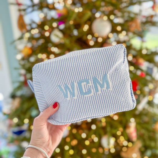 Personalized Seersucker Pouch - Bogey and Byrd