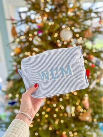 Personalized Seersucker Pouch - Bogey and Byrd