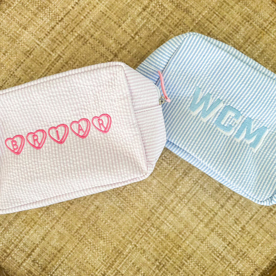 Personalized Seersucker Pouch - Bogey and Byrd