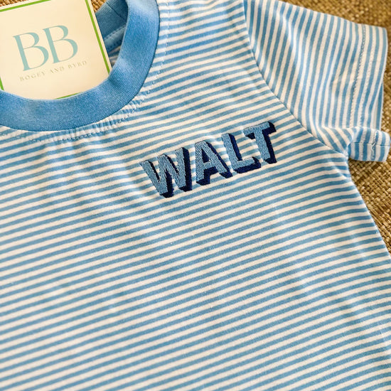 Personalized Striped Short Sleeve T-Shirt - Bogey and Byrd