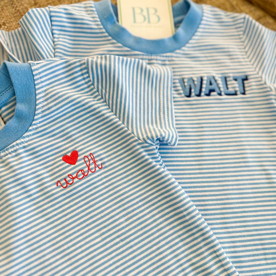 Personalized Striped Short Sleeve T-Shirt - Bogey and Byrd