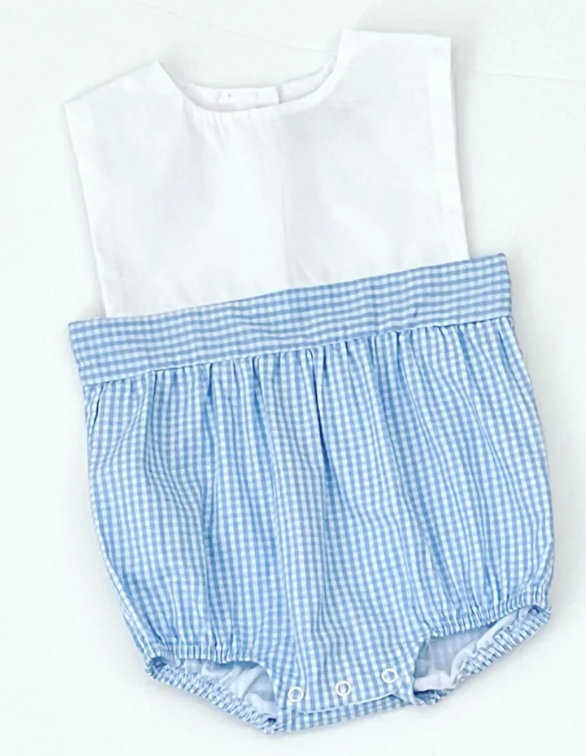 White and blue gingham bubble