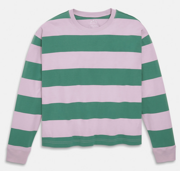 Women's Fit Long Sleeve Relaxed Tee in Rugby Stripe