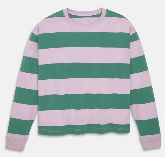 Women's Fit Long Sleeve Relaxed Tee in Rugby Stripe