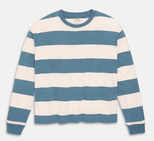 Women's Fit Long Sleeve Relaxed Tee in Rugby Stripe