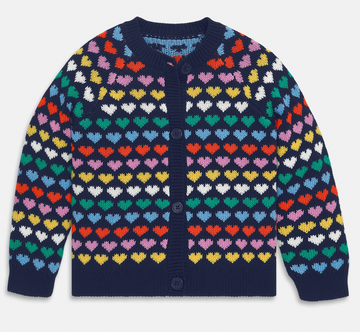Kids Cardigan in Rainbow Hearts