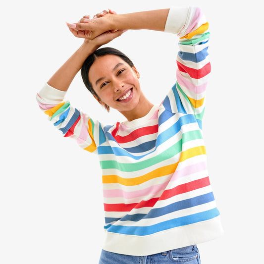 Adult 24/7 crop sweatshirt in candy stripe (women's fit)