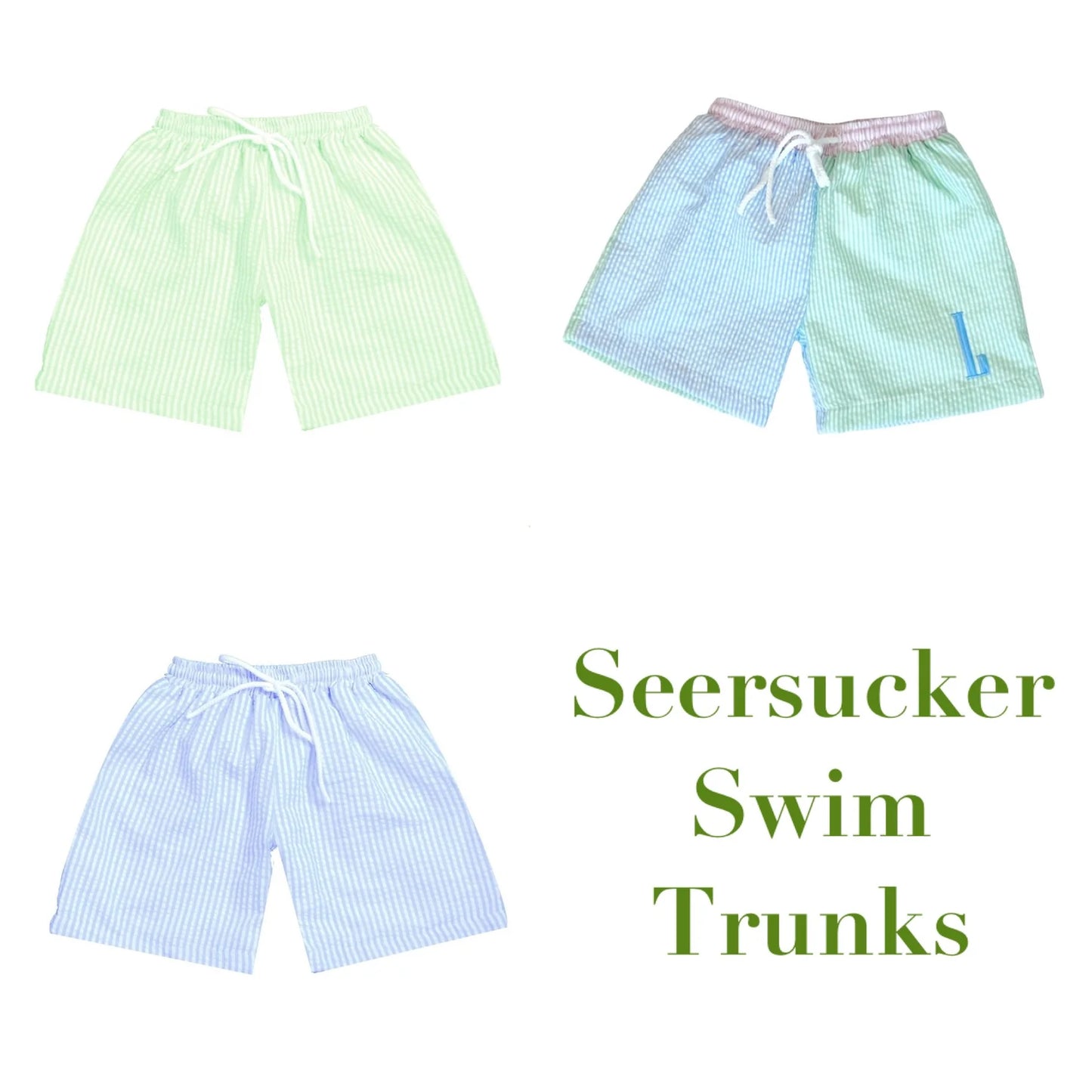 Seersucker swim trunks